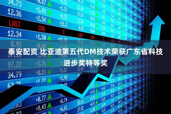 泰安配资 比亚迪第五代DM技术荣获广东省科技进步奖特等奖