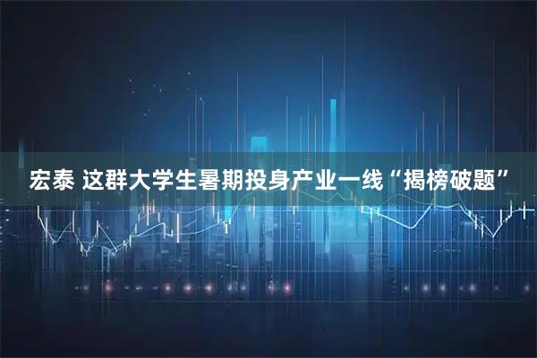 宏泰 这群大学生暑期投身产业一线“揭榜破题”